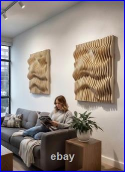 Home décor acoustic minimalistic Parametric Modern plywood Wall Art 3D Nami