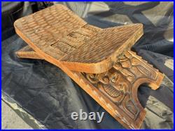 Honduras Exotic Stool Bench Aztec Mayan Chief God Tribal Wood Carving Sculpture Honduras Exotic Stool Bench Aztec Mayan Chief God Tribal Wood Carving Sculpture