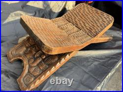 Honduras Exotic Stool Bench Aztec Mayan Chief God Tribal Wood Carving Sculpture Honduras Exotic Stool Bench Aztec Mayan Chief God Tribal Wood Carving Sculpture