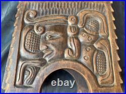 Honduras Exotic Stool Bench Aztec Mayan Chief God Tribal Wood Carving Sculpture Honduras Exotic Stool Bench Aztec Mayan Chief God Tribal Wood Carving Sculpture