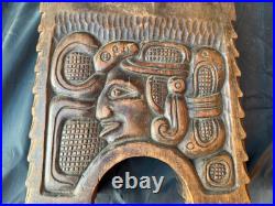 Honduras Exotic Stool Bench Aztec Mayan Chief God Tribal Wood Carving Sculpture Honduras Exotic Stool Bench Aztec Mayan Chief God Tribal Wood Carving Sculpture