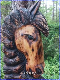 Horse Head Wood Sculptures County Rustic Folk Art Cypress Chainsaw Carving Horse Head Wood Sculptures County Rustic Folk Art Cypress Chainsaw Carving