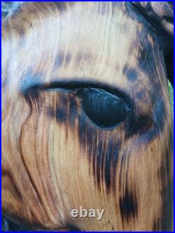 Horse Head Wood Sculptures County Rustic Folk Art Cypress Chainsaw Carving Horse Head Wood Sculptures County Rustic Folk Art Cypress Chainsaw Carving