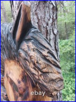 Horse Head Wood Sculptures County Rustic Folk Art Cypress Chainsaw Carving Horse Head Wood Sculptures County Rustic Folk Art Cypress Chainsaw Carving