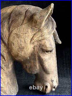 Horse Wood Sculpture hand-carved, circa 19th-early 20th century rare find