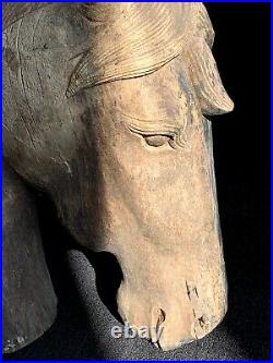 Horse Wood Sculpture hand-carved, circa 19th-early 20th century rare find