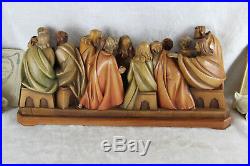 Huge 20,8 Religious Wood carved polychrome Last supper statue sculpture 1970