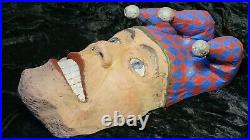 Huge Carved Wood Jester by famous Chainsaw Carver Barre Pinske Signed 22 1/2'
