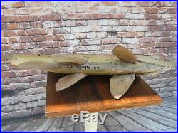 Huge Carved Wood Salmon fish Sculpture Rustic Cabin/Lodge Decor Artist Signed