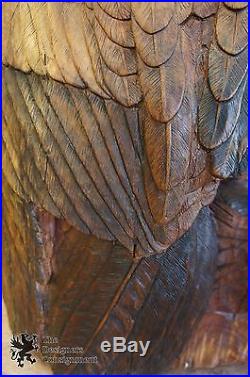 Huge Michael Copas Life Sized Eagle Snake Hand Carved Wood Sculpture Statue 1983