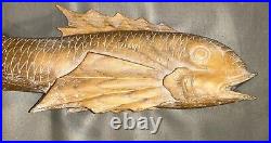 Huge Wood Carved Lingcod 24x8x5 Excellent Realistic Mantel Table Wall Mount