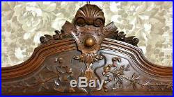 Huge blazon crowned pediment Antique french wood carving architectural salvage