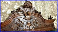 Huge blazon crowned pediment Antique french wood carving architectural salvage