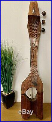 ICONIC Mid Century Witco Guitar Tiki Wall Art Carved Wood Sculpture Mandoline