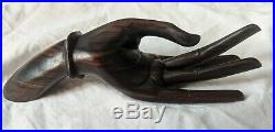INCREDIBLE Vintage Mid Century Modern Carved Solid wood ROSEWOOD HAND SCULPTURE