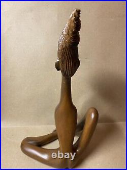 INCREDIBLE WOOD CARVING AFRICAN NUDE WOMAN 17x7 Sit Yoga Position High Detail