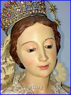 Immaculate Virgin. Sculpture Cap-i-pota. Carved Wood. Spain. Circa 1850