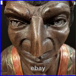 Indian Art Wood Sculpture Carving Chief Head carved bust vintage Indian Art Wood Sculpture Carving Chief Head carved bust vintage