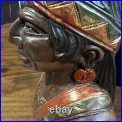 Indian Art Wood Sculpture Carving Chief Head carved bust vintage Indian Art Wood Sculpture Carving Chief Head carved bust vintage