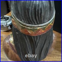 Indian Art Wood Sculpture Carving Chief Head carved bust vintage Indian Art Wood Sculpture Carving Chief Head carved bust vintage