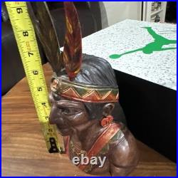 Indian Art Wood Sculpture Carving Chief Head carved bust vintage Indian Art Wood Sculpture Carving Chief Head carved bust vintage