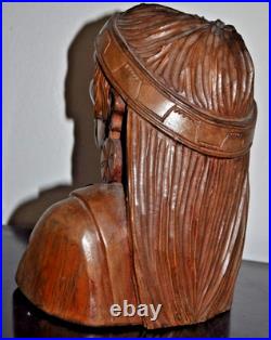 Indian Art Wood Sculpture Carving Chief Head carved bust vintage