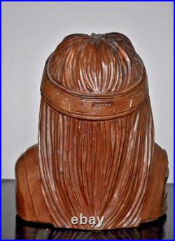 Indian Art Wood Sculpture Carving Chief Head carved bust vintage