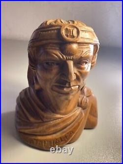 Indian Art Wood Sculpture Carving Chief Head carved bust vintage