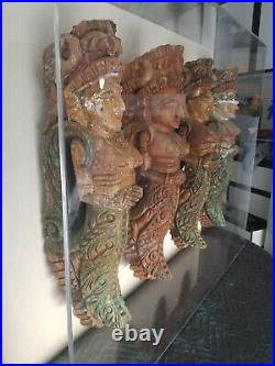 Indian Corbel Spirits (4) Hand Carved One Of A Kind