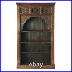 Indian Handmade Antique Hand Carving Wooden Book Case Book Rack Brown