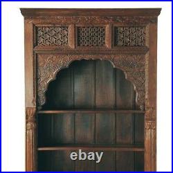 Indian Handmade Antique Hand Carving Wooden Book Case Book Rack Brown