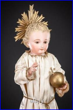 Infant Jesus of Prague Sculpture Child Christ Statue Antique Wood Carving 20