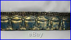 Infinite Faces Buddha Wall Sculpture Panel Hand Carved Painted Balinese art Blue