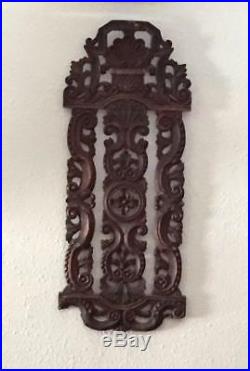 Intricately Carved Wood Relief Wall Panel Art Architectural Salvage Pediment