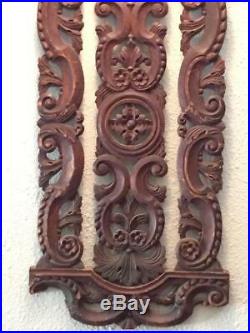 Intricately Carved Wood Relief Wall Panel Art Architectural Salvage Pediment