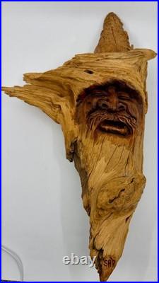 Intriguing Wood Carving, Face Figure, SAR Folk Art