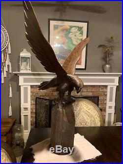 Ironwood Eagle Wood Sculpture Hand Carved Bird Figure Carving Art