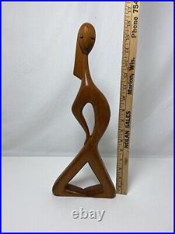 J G Casas Vintage Wood Sculpture Carving Modernism Abstract MID Century Modern