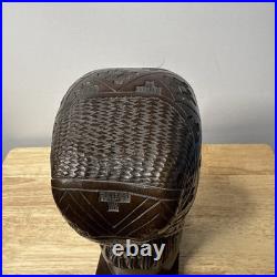 J Ramirez Wood Carved Male/Female Warrior Busts Wood Sculpture Indigenous native