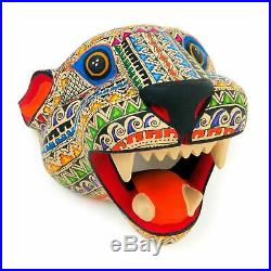 JAGUAR CAT HEAD Oaxacan Alebrije Wood Carving Fine Mexican Folk Art Sculpture