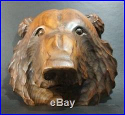 JAPANESE WOOD CARVING BEAR MASK AINU SCULPTURE WALL HANGING by SUZUKI 9.25 W