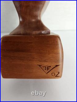 JEV MCM Hand Carved Modernist Biomorphic Abstract Polished Wood Sculpture 12.25