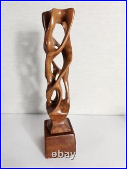 JEV MCM Hand Carved Modernist Biomorphic Abstract Polished Wood Sculpture 12.25