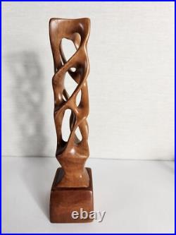 JEV MCM Hand Carved Modernist Biomorphic Abstract Polished Wood Sculpture 12.25