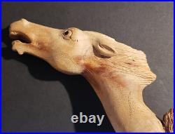 JOHN SIM b. INDONESIA d. 2018 OCALA, FL MASTER WOODCARVER BRAYING HORSE