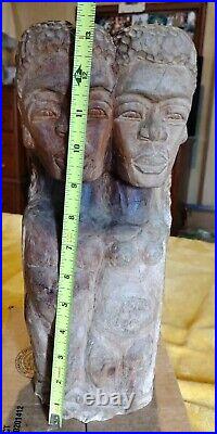 Jamaican Love Unity Totem Blue Mahoe Wood Carving By Eric Williams 13 Vintage