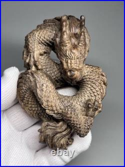 Japanese Dragon Wood Carving Sculpture Fine Detailed Handcrafted Netsuke Art