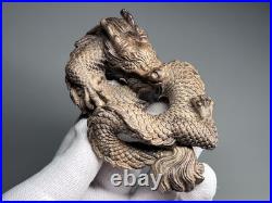 Japanese Dragon Wood Carving Sculpture Fine Detailed Handcrafted Netsuke Art