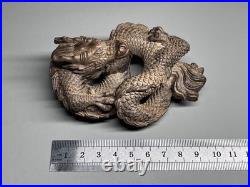 Japanese Dragon Wood Carving Sculpture Fine Detailed Handcrafted Netsuke Art