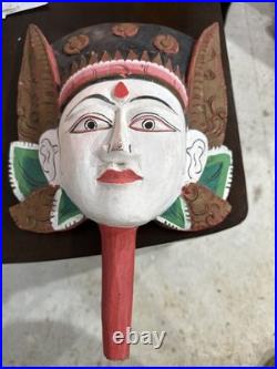 Javanese Wood Carved Head Vintage 1950 Rama Wayang Head Puppet